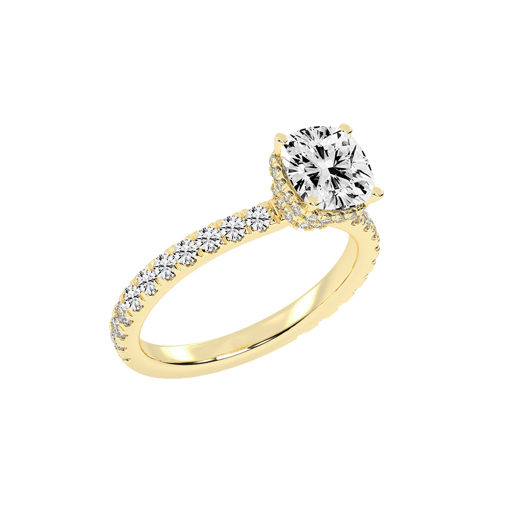 Halivara Cushion Cut Halo Lab Diamond Ring