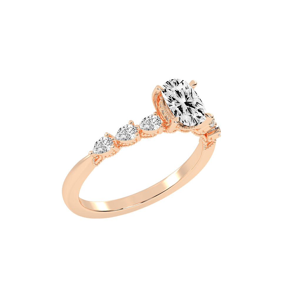 Diasona Claw Cushion Cut Side Stone Lab Diamond Ring