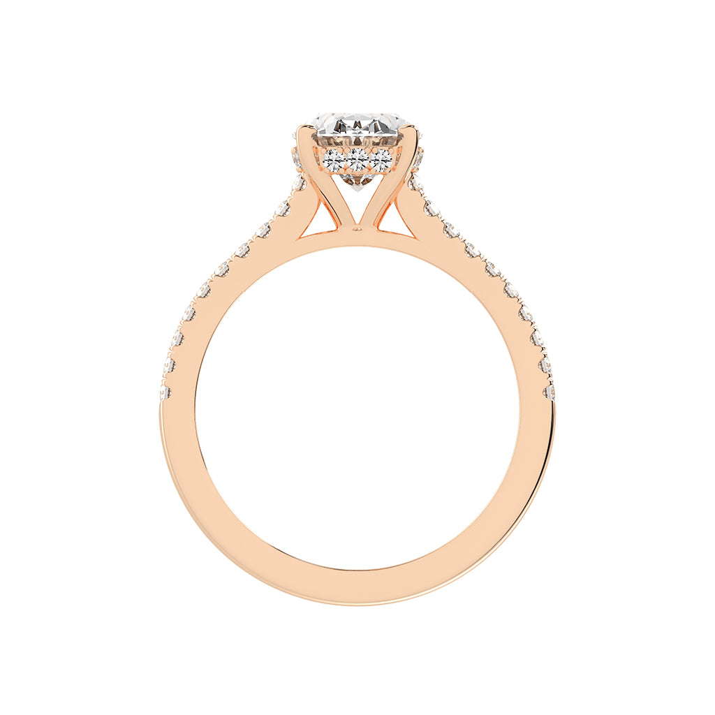 Crystovia Shared Setting Oval Cut Side Stone Lab Diamond Ring