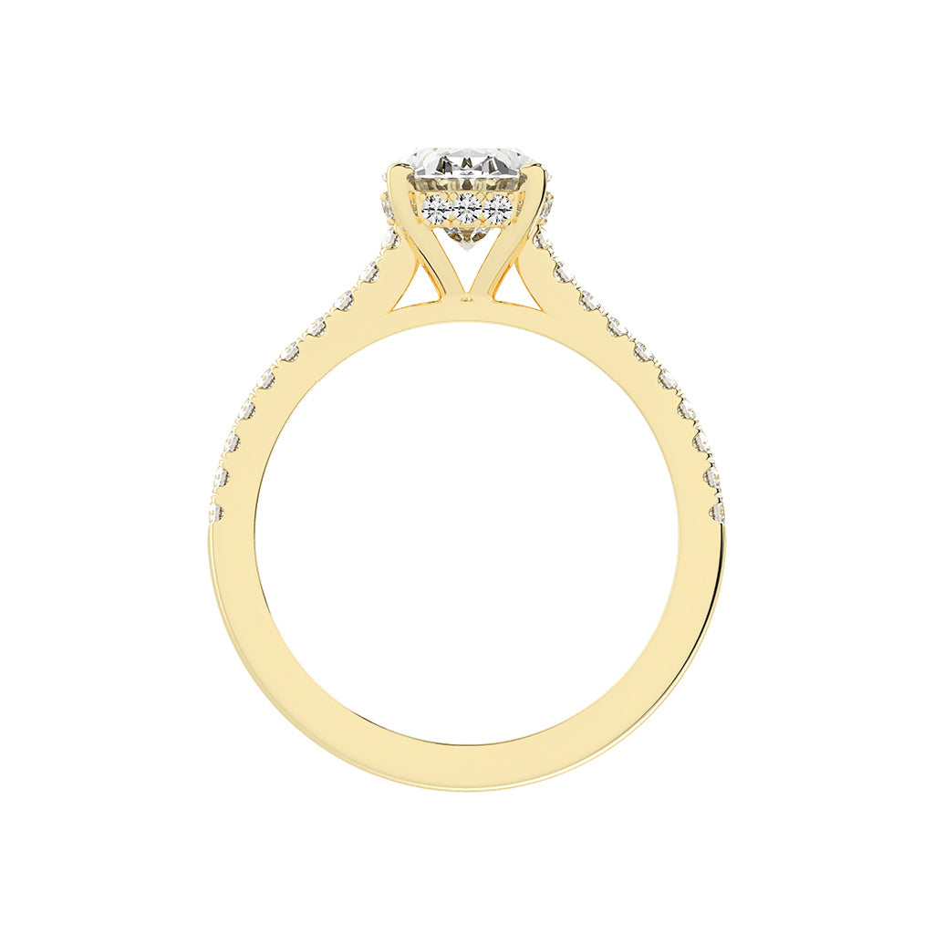 Crystovia Shared Setting Oval Cut Side Stone Lab Diamond Ring