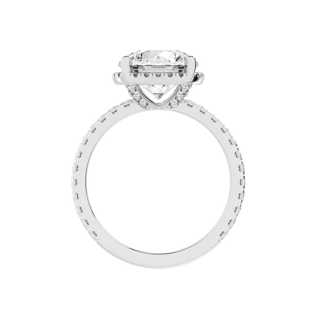 Alurella Round Cut Side Stone Lab Diamond Ring