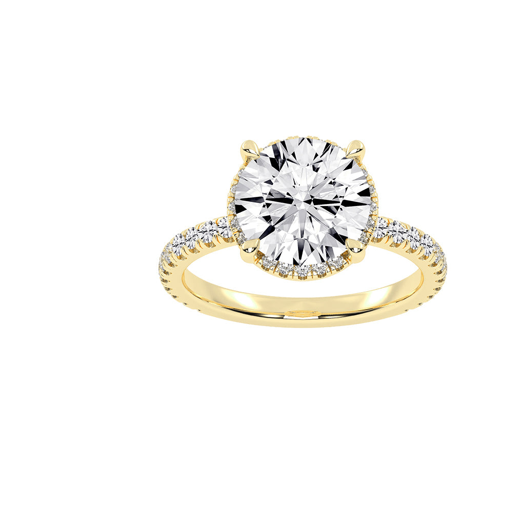 Alurella Round Cut Side Stone Lab Diamond Ring