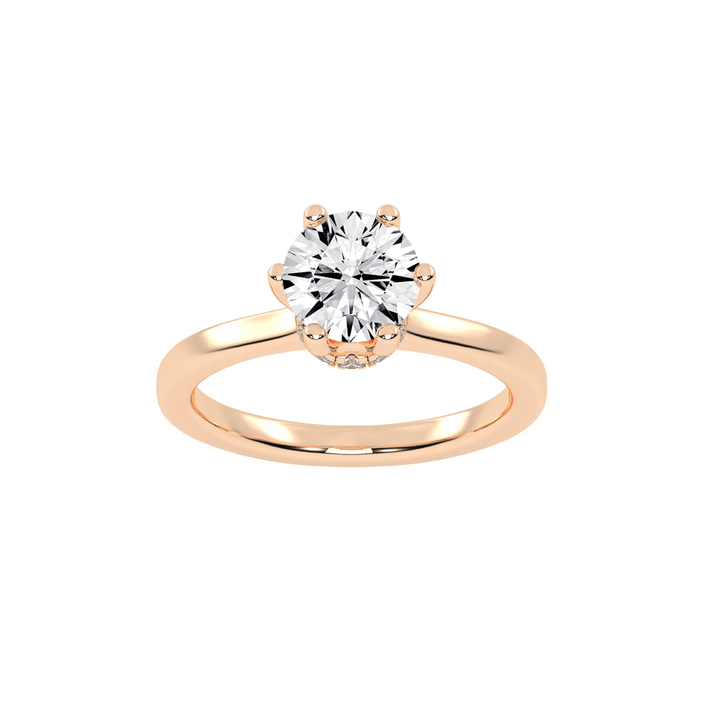 Soliterna Six Prong Round Solitaire Lab Diamond Ring