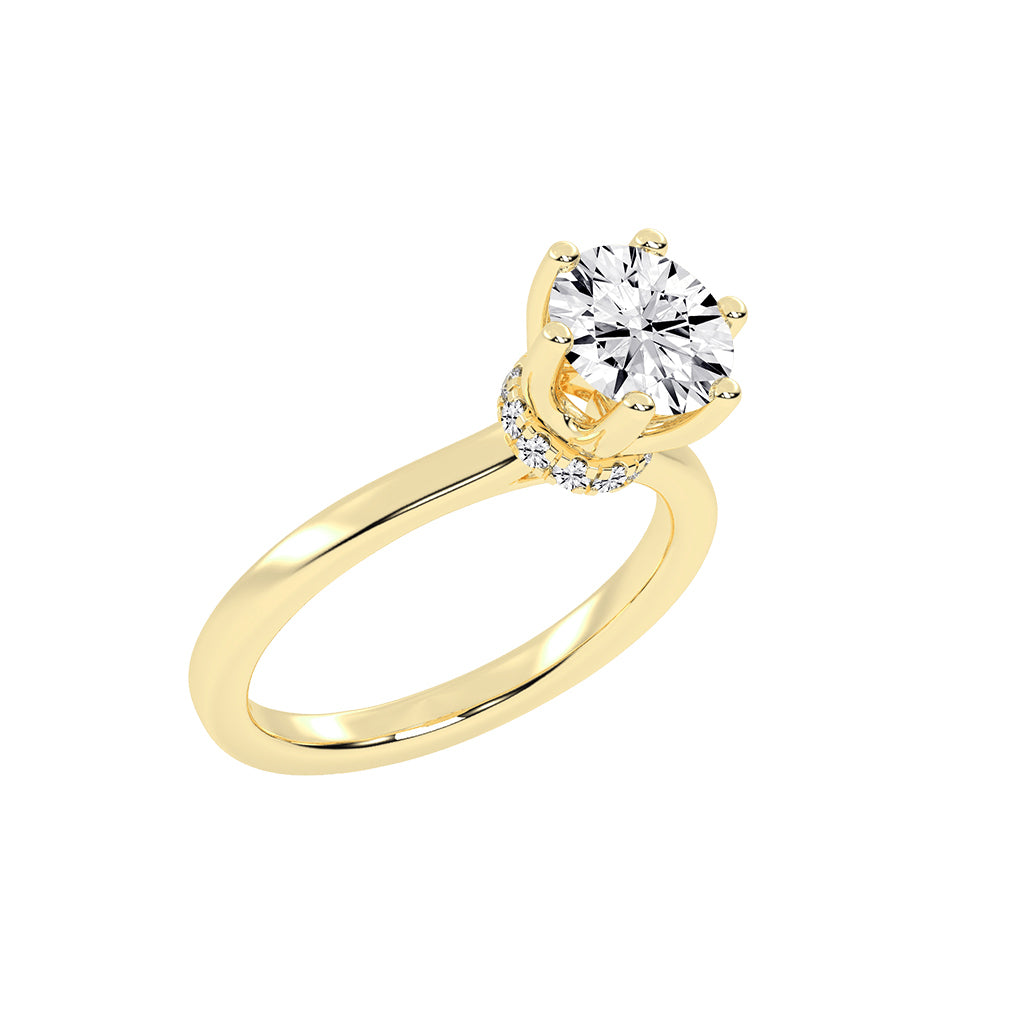 Soliterna Six Prong Round Solitaire Lab Diamond Ring