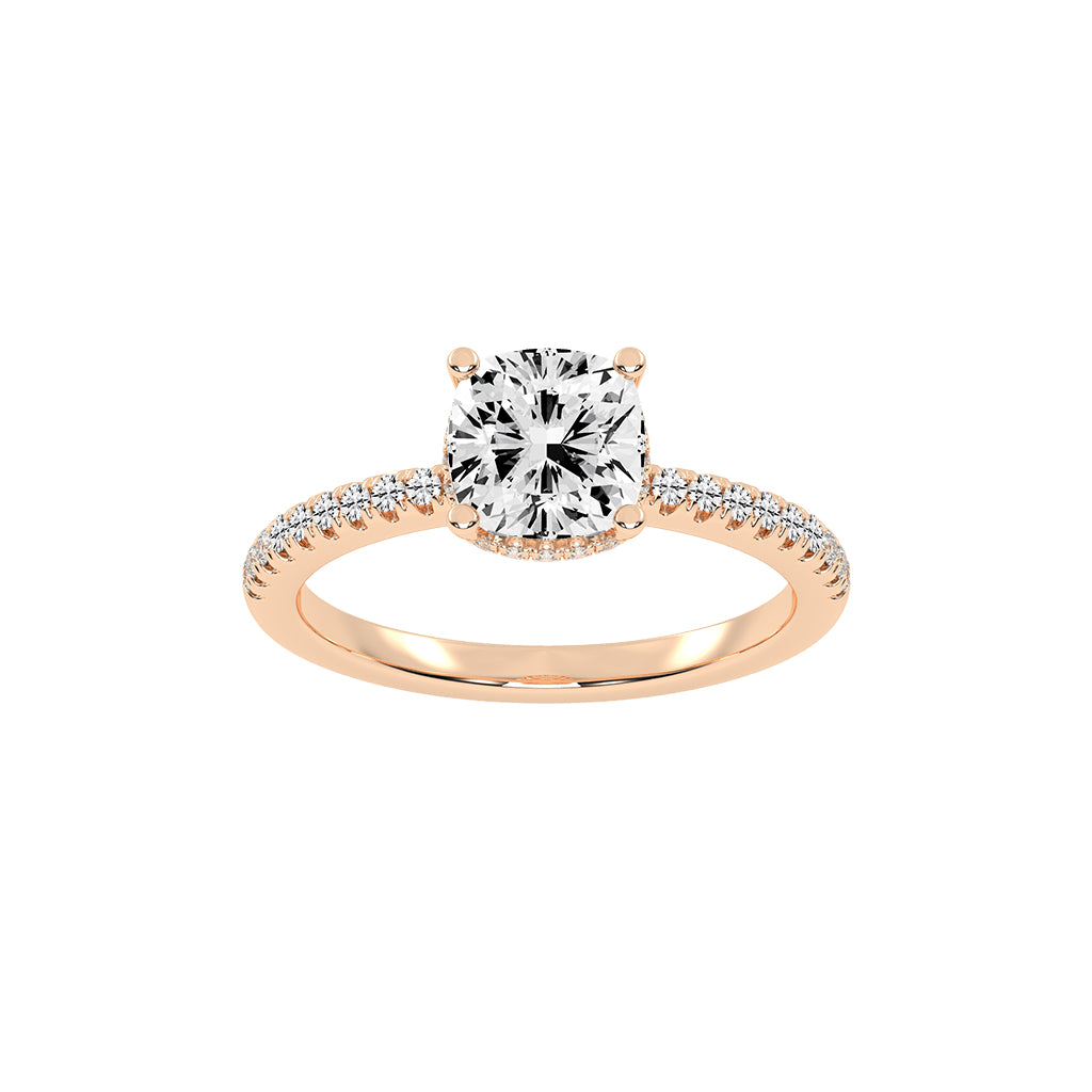 Glissane Cushion Cut Side Stone Lab Diamond Ring