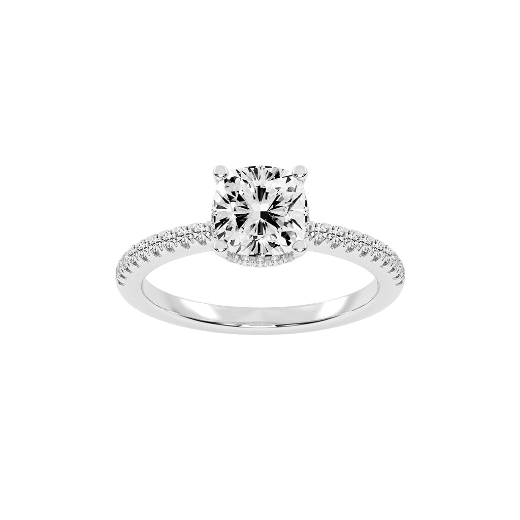 Glissane Cushion Cut Side Stone Lab Diamond Ring