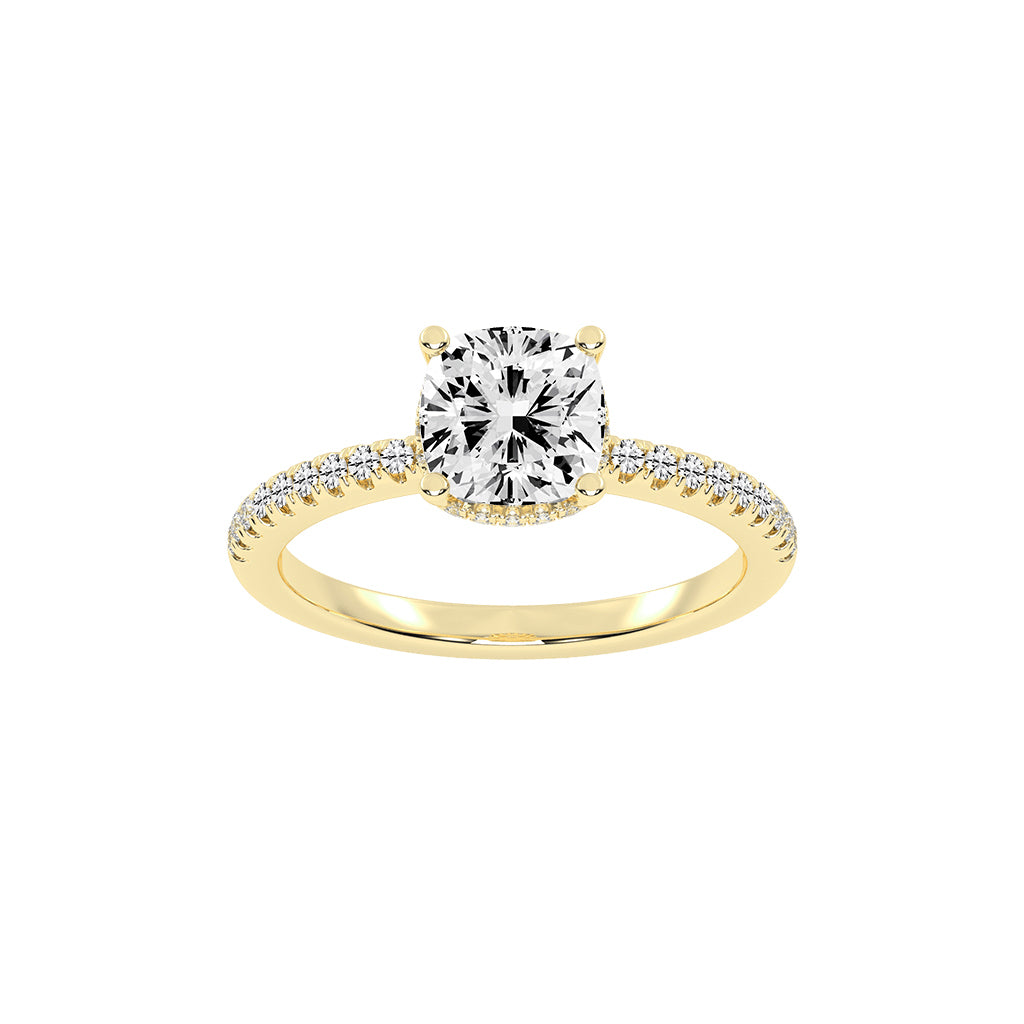 Glissane Cushion Cut Side Stone Lab Diamond Ring