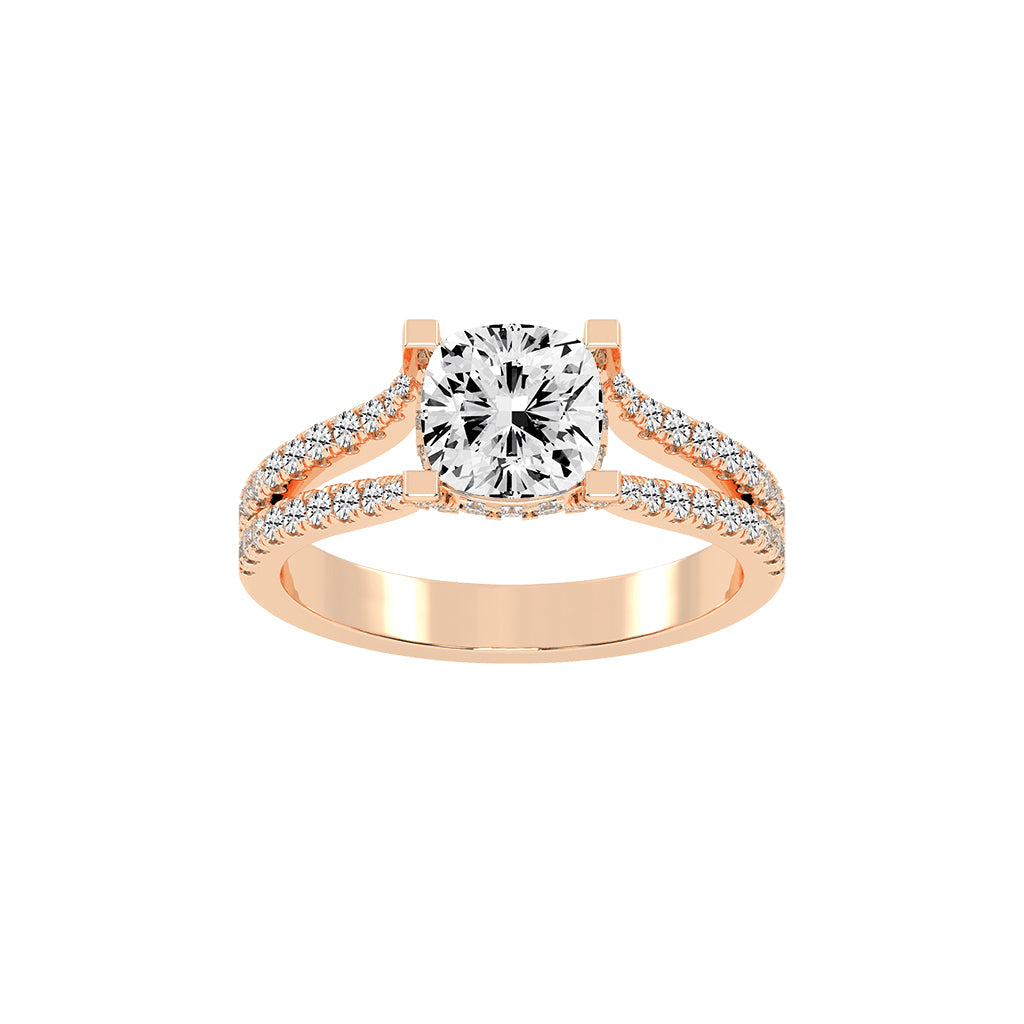 Evrylle Split Shank Cushion Cut Classic Lab Diamond Ring