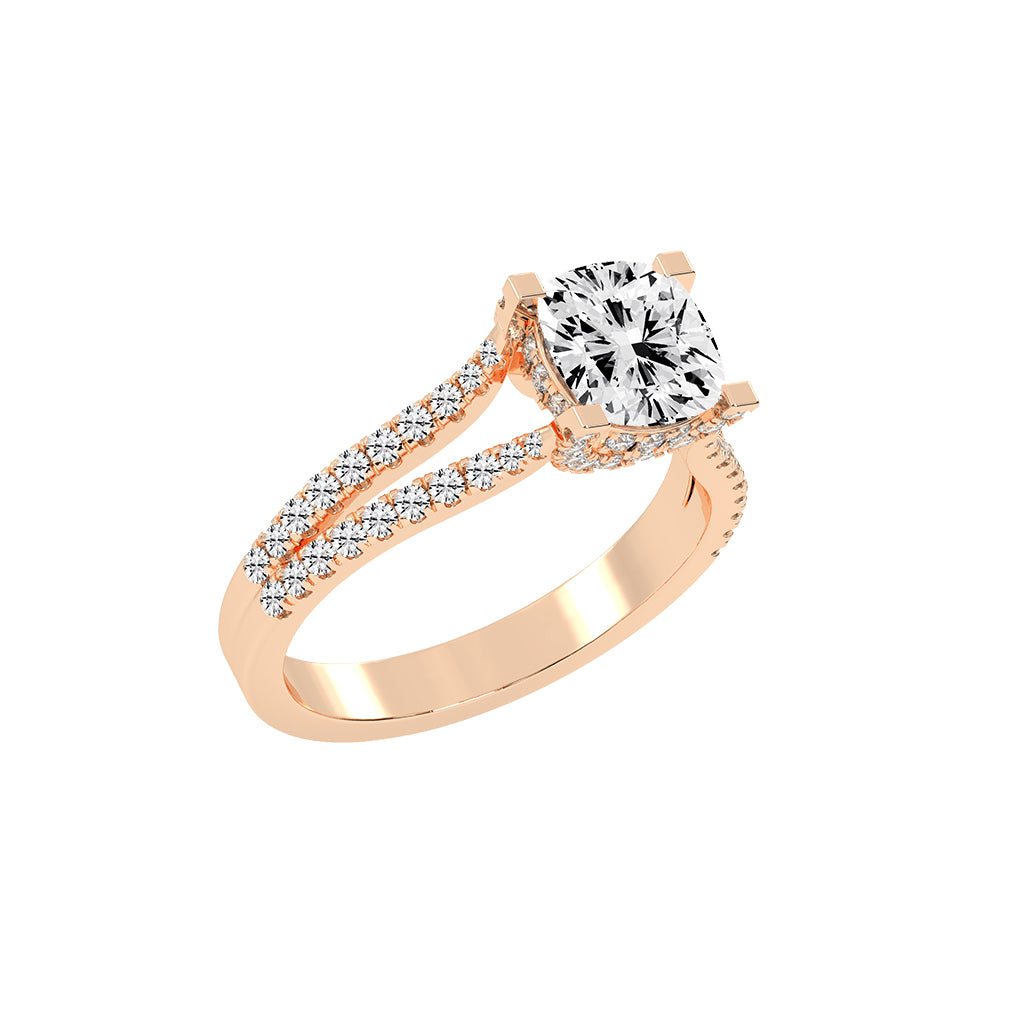 Evrylle Split Shank Cushion Cut Classic Lab Diamond Ring