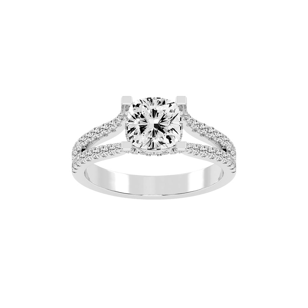 Evrylle Split Shank Cushion Cut Classic Lab Diamond Ring