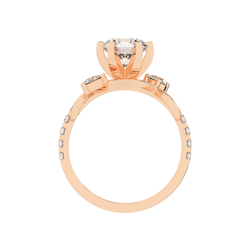 Sideonix Infinity Style Round Cut Side Stone Lab Diamond Ring