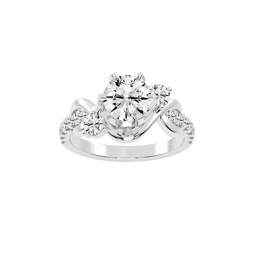 Sideonix Infinity Style Round Cut Side Stone Lab Diamond Ring