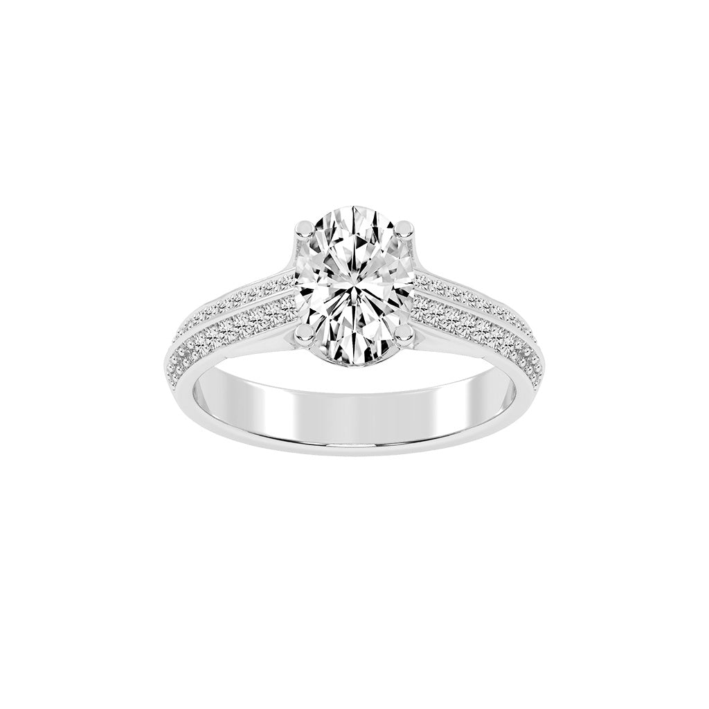 Diamyside Oval Cut Side Stone Lab Diamond Ring