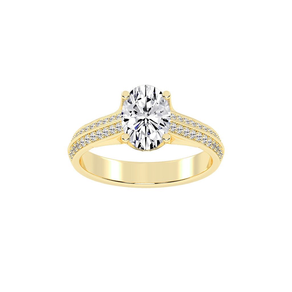Diamyside Oval Cut Side Stone Lab Diamond Ring