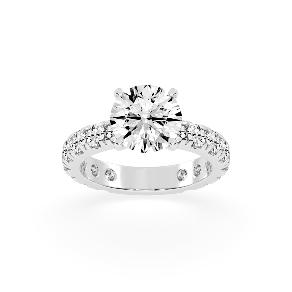 Crystalline Round Cut Side Stone Lab Diamond Ring