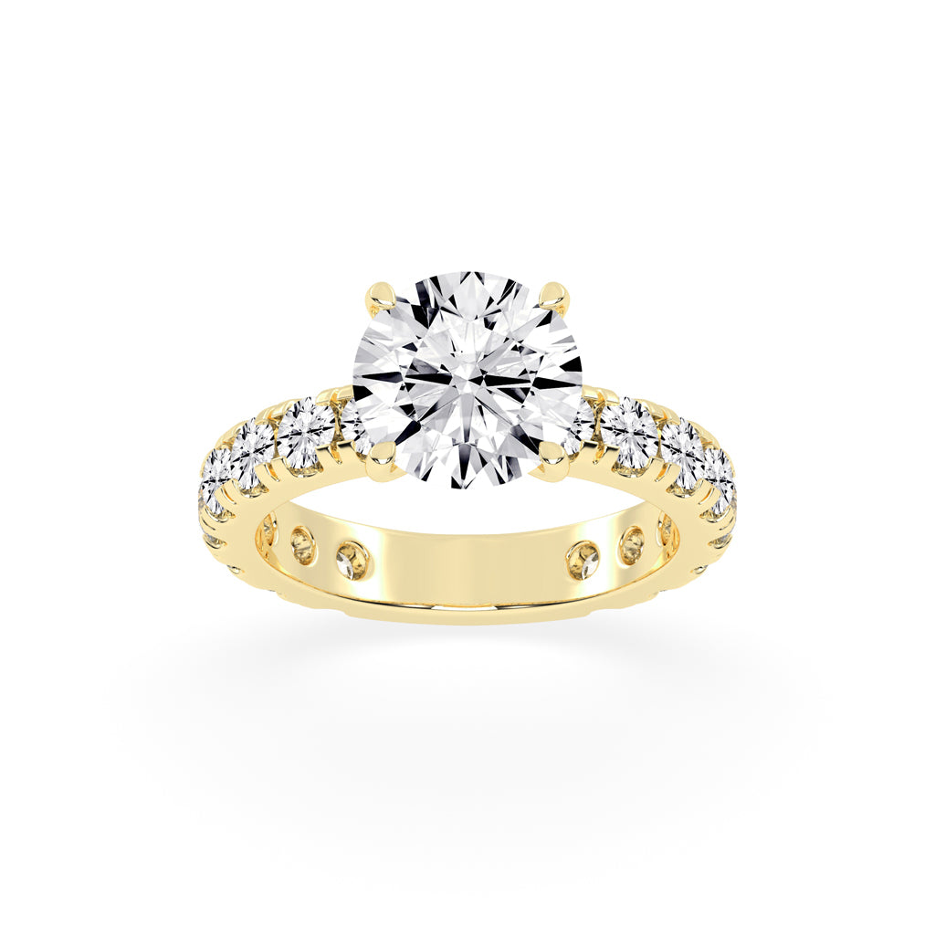 Crystalline Round Cut Side Stone Lab Diamond Ring