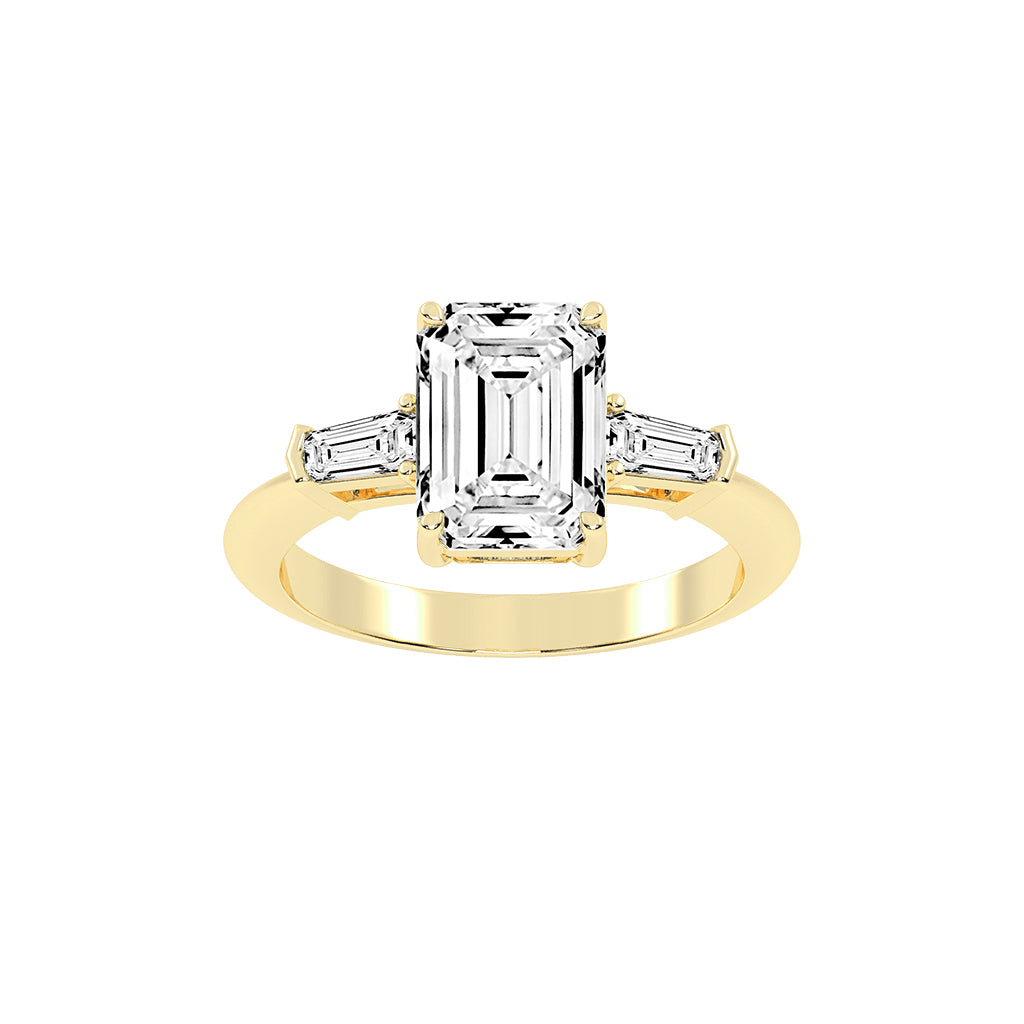 Trevalla Emerald Cut Three Stone Lab Diamond Ring