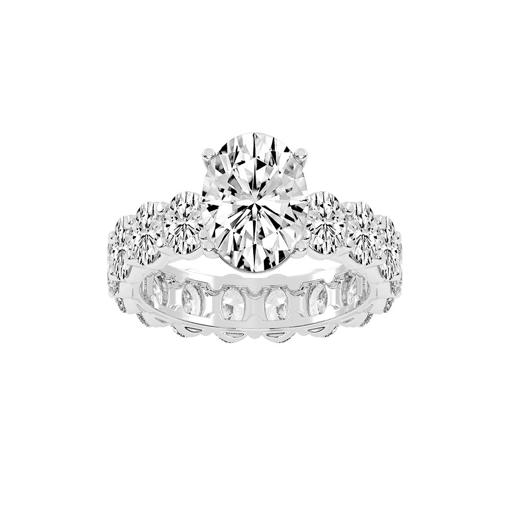 Diameer Oval Cut Side Stone Lab Diamond Ring
