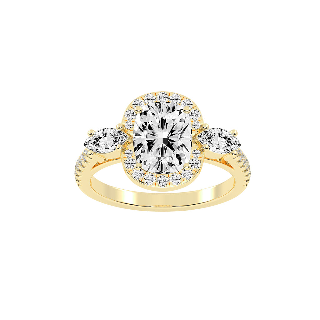 Halitira Cushion Cut Halo Lab Diamond Ring