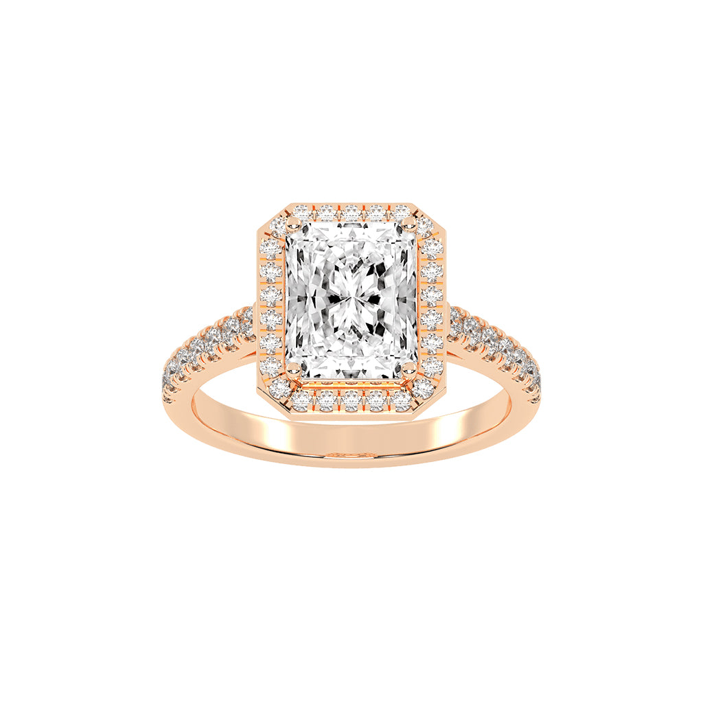 Haliqueva Radiant Cut Halo Lab Diamond Ring