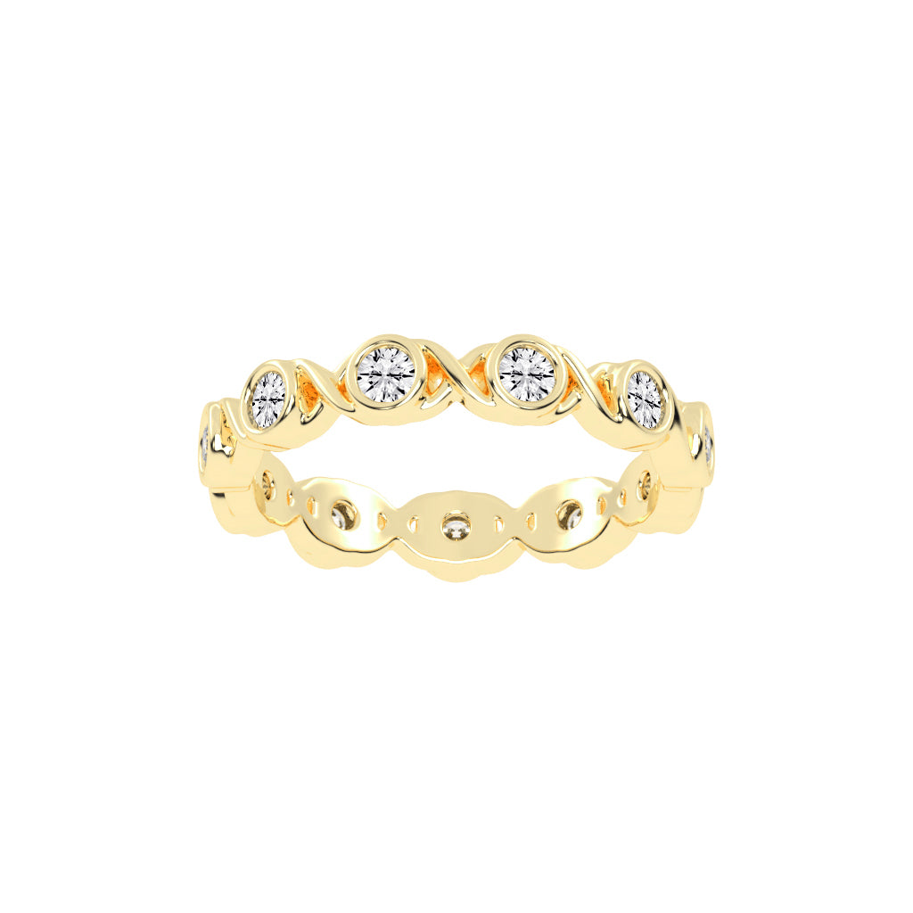 Birthstone Criss- Cross Round Cut Eternity Lab Diamond Ring