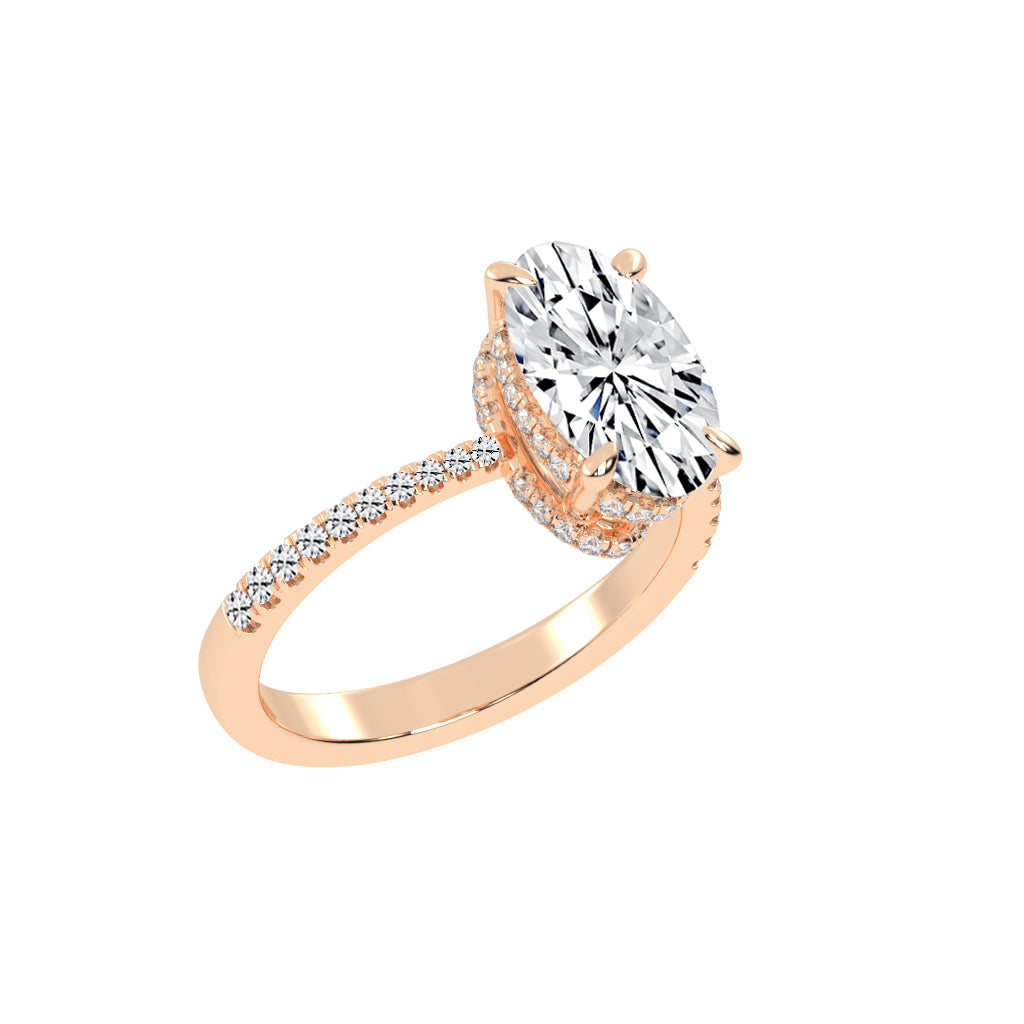 Exquisida Oval Cut Side Stone Lab Diamond Ring