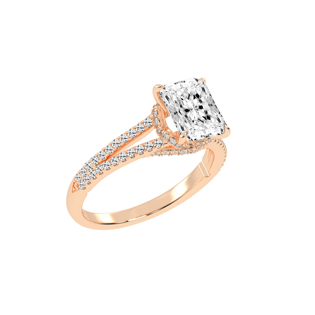 Gemerra Split Shank Radiant Cut Classic Lab Diamond Ring