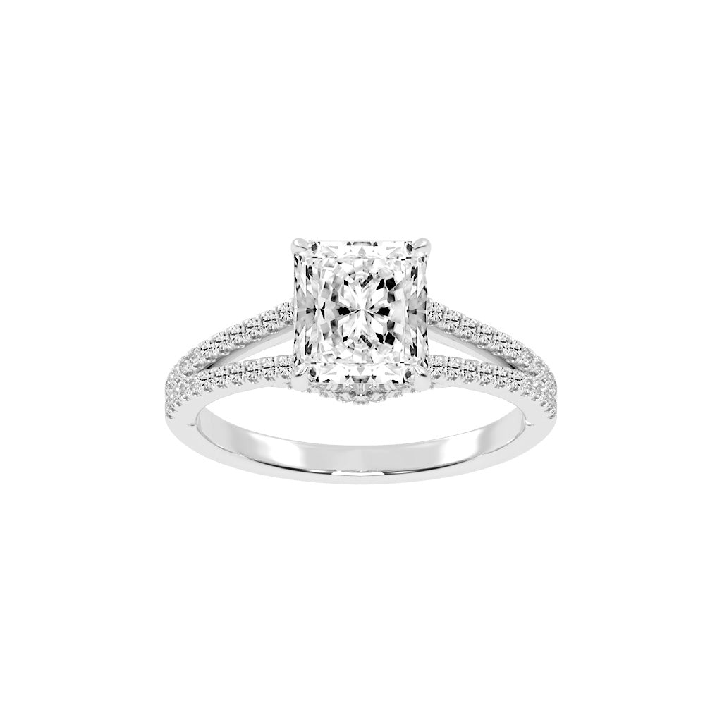 Gemerra Split Shank Radiant Cut Classic Lab Diamond Ring
