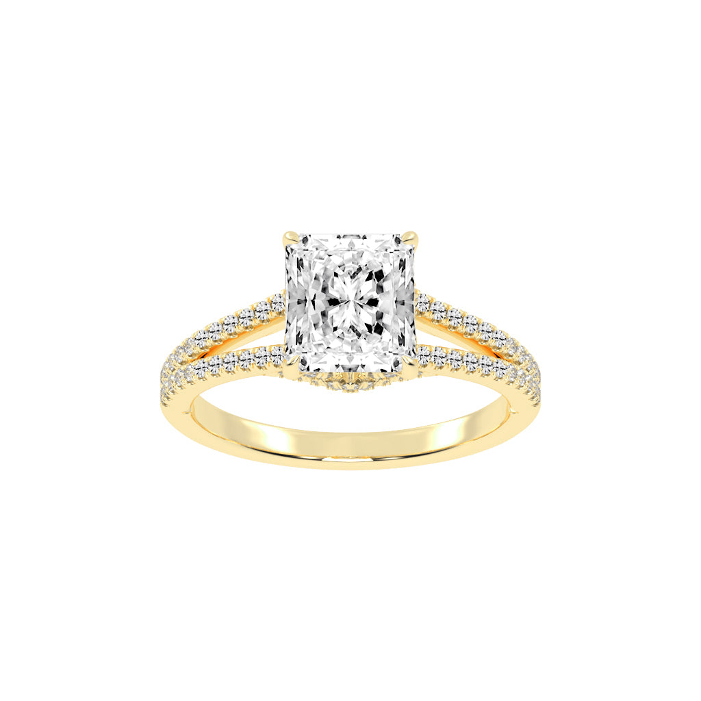 Gemerra Split Shank Radiant Cut Classic Lab Diamond Ring