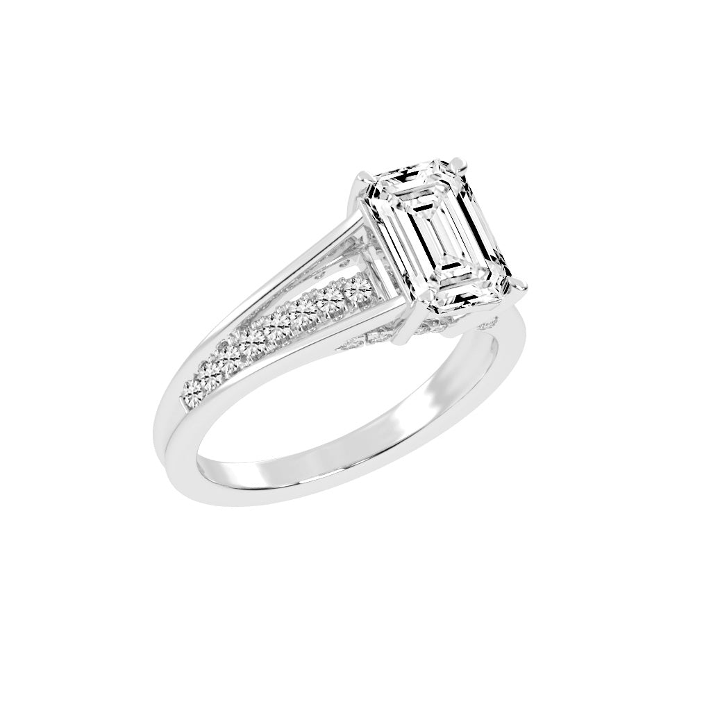 Lumireve Split Shank Emerald Cut Classic Lab Diamond Ring