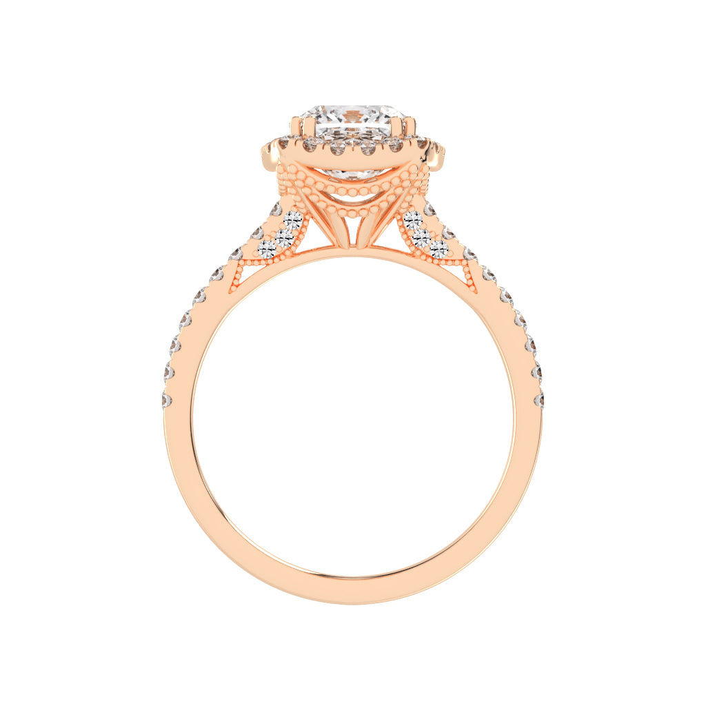 Halorelle Emerald Cut Halo Lab Diamond Ring