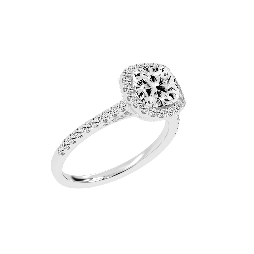 Halorelle Emerald Cut Halo Lab Diamond Ring