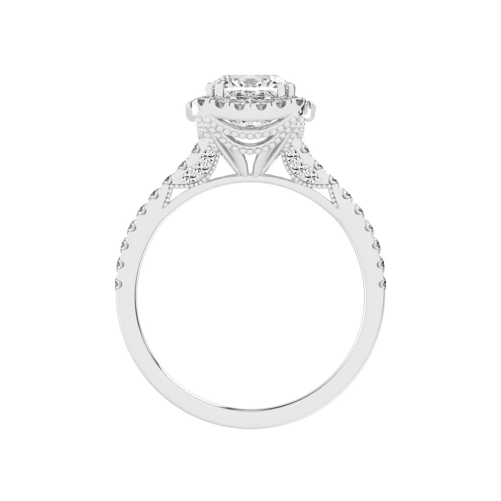 Halorelle Emerald Cut Halo Lab Diamond Ring