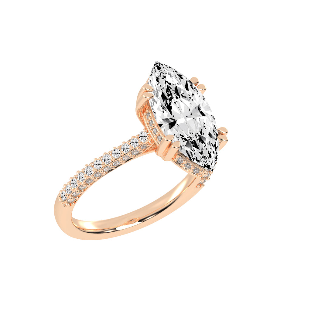 Solvierra Marquise Cut Side Stone Lab Diamond Ring