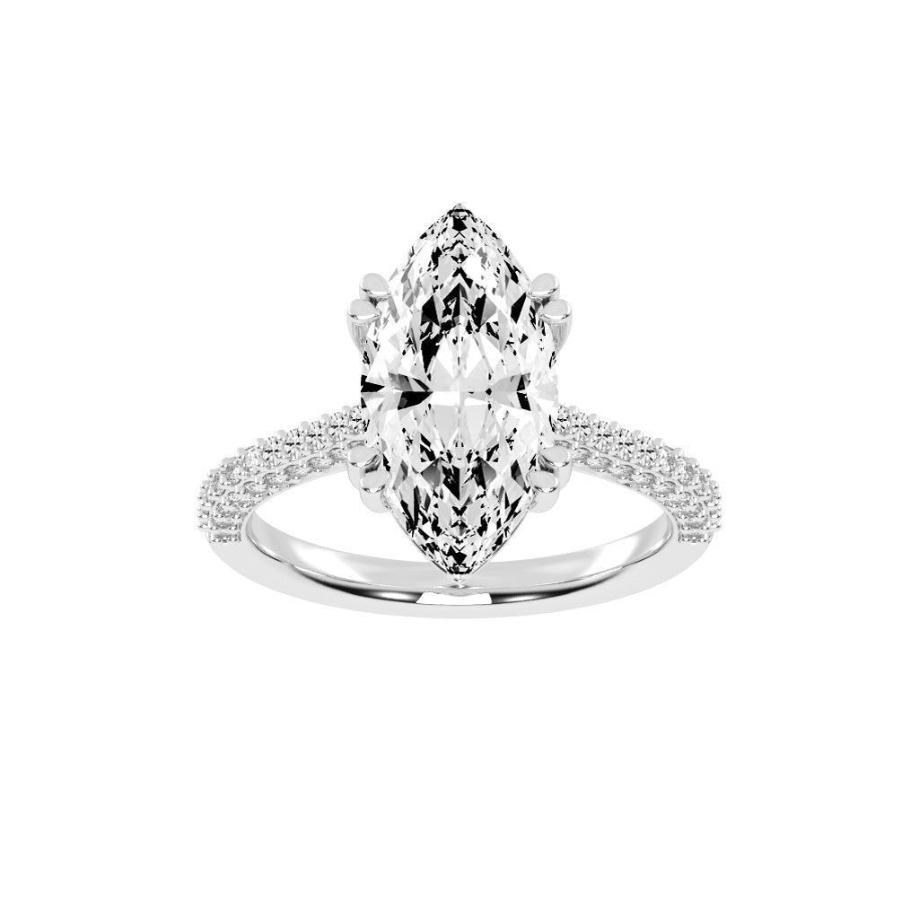 Solvierra Marquise Cut Side Stone Lab Diamond Ring