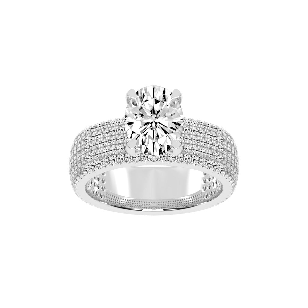 Zilarra Pave Setting Oval Cut Classic Lab Diamond Ring