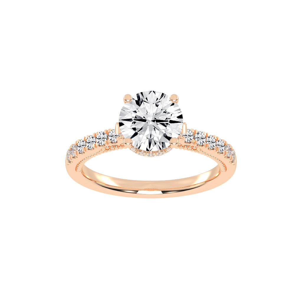 Univia Round Cut Engagement Lab Diamond Ring