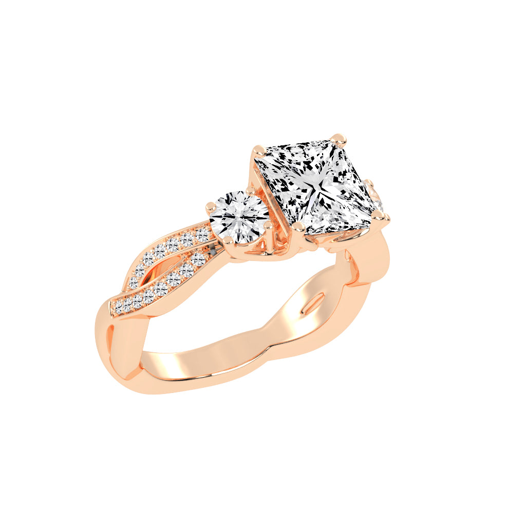 Sideastra Infinity Princess Cut Side Stone Lab Diamond Ring