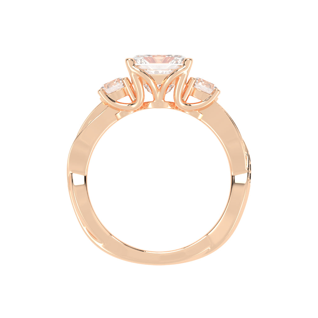 Sideastra Infinity Princess Cut Side Stone Lab Diamond Ring