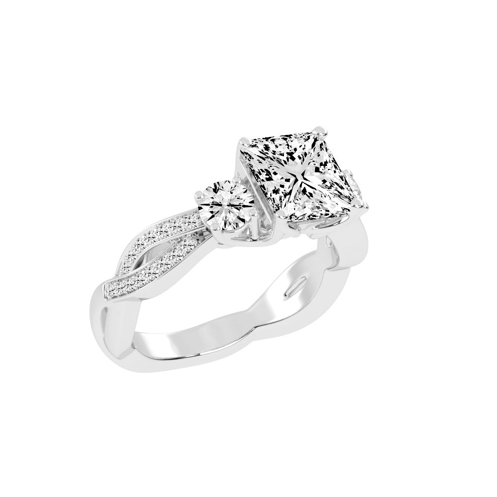 Sideastra Infinity Princess Cut Side Stone Lab Diamond Ring