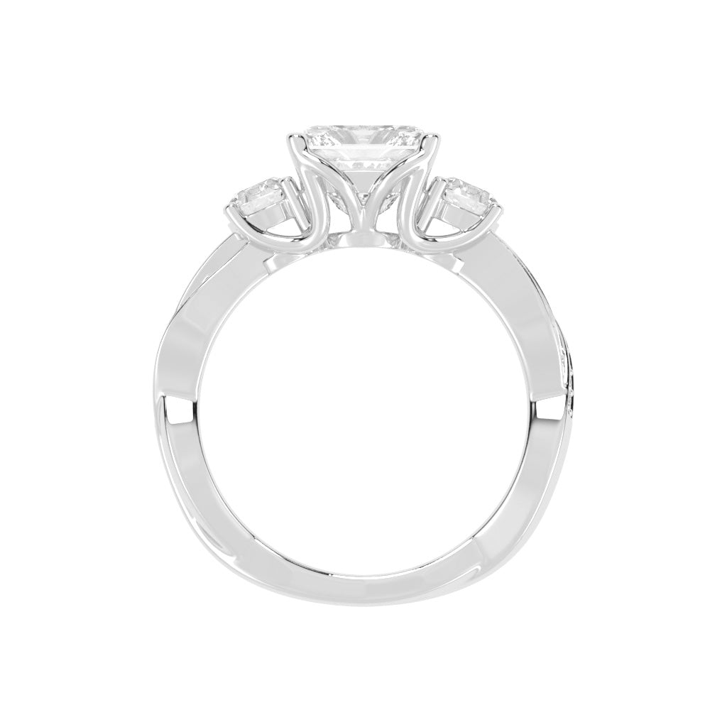 Sideastra Infinity Princess Cut Side Stone Lab Diamond Ring