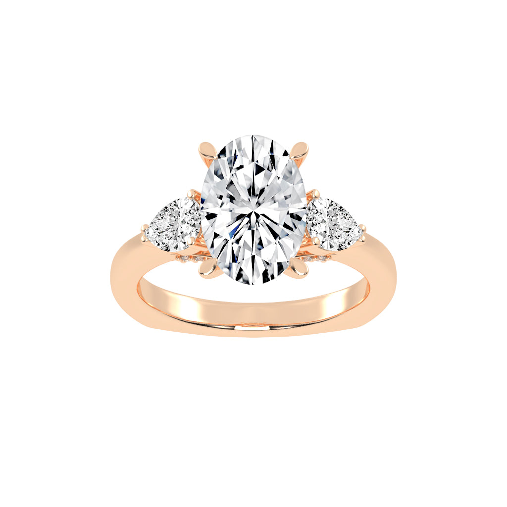Trevelia Oval Cut Three Stone Lab Diamond Ring
