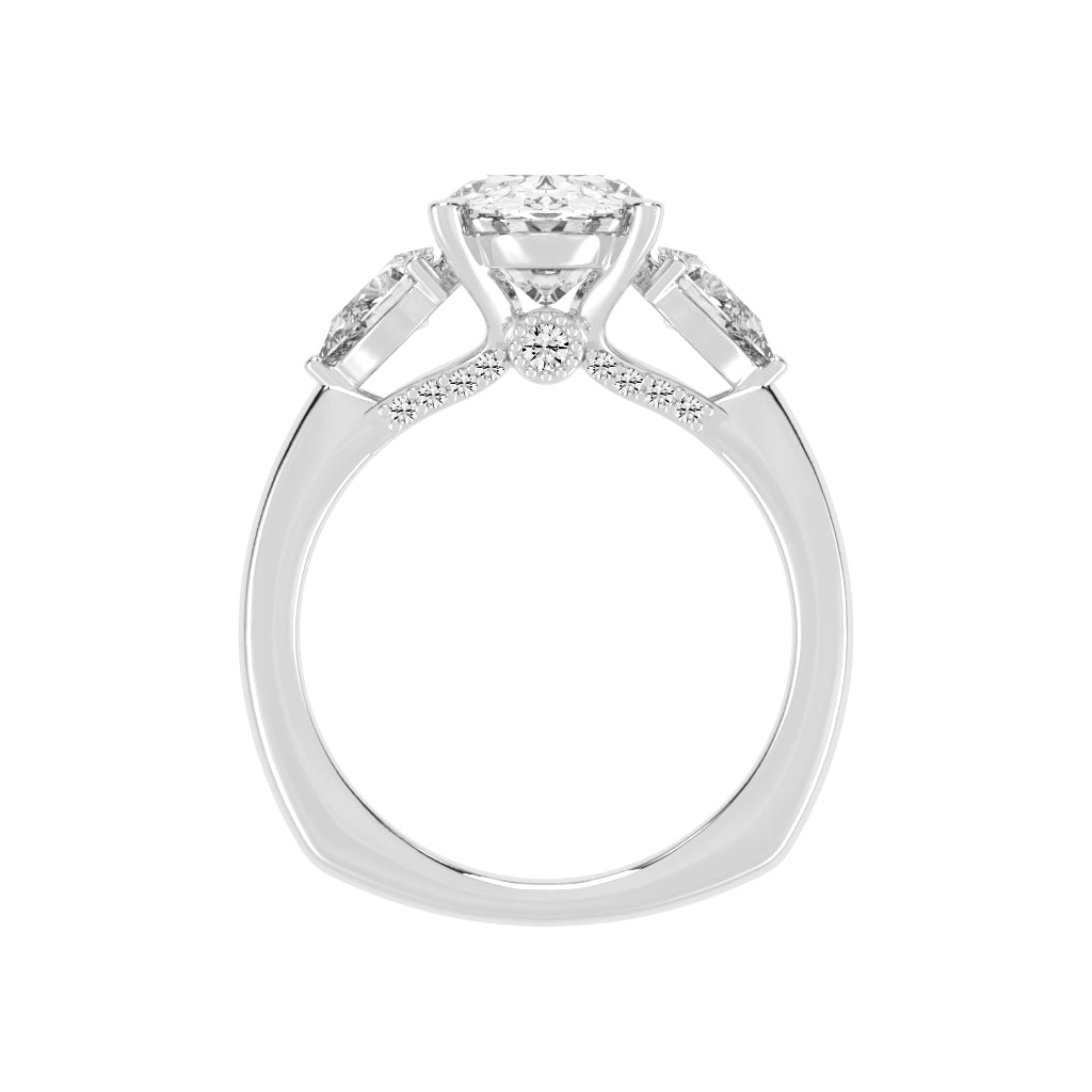 Trevelia Oval Cut Three Stone Lab Diamond Ring