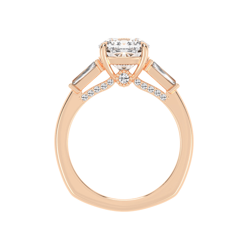 Diametrix Tapred Baguettes Cushion Cut Lab Diamond Ring