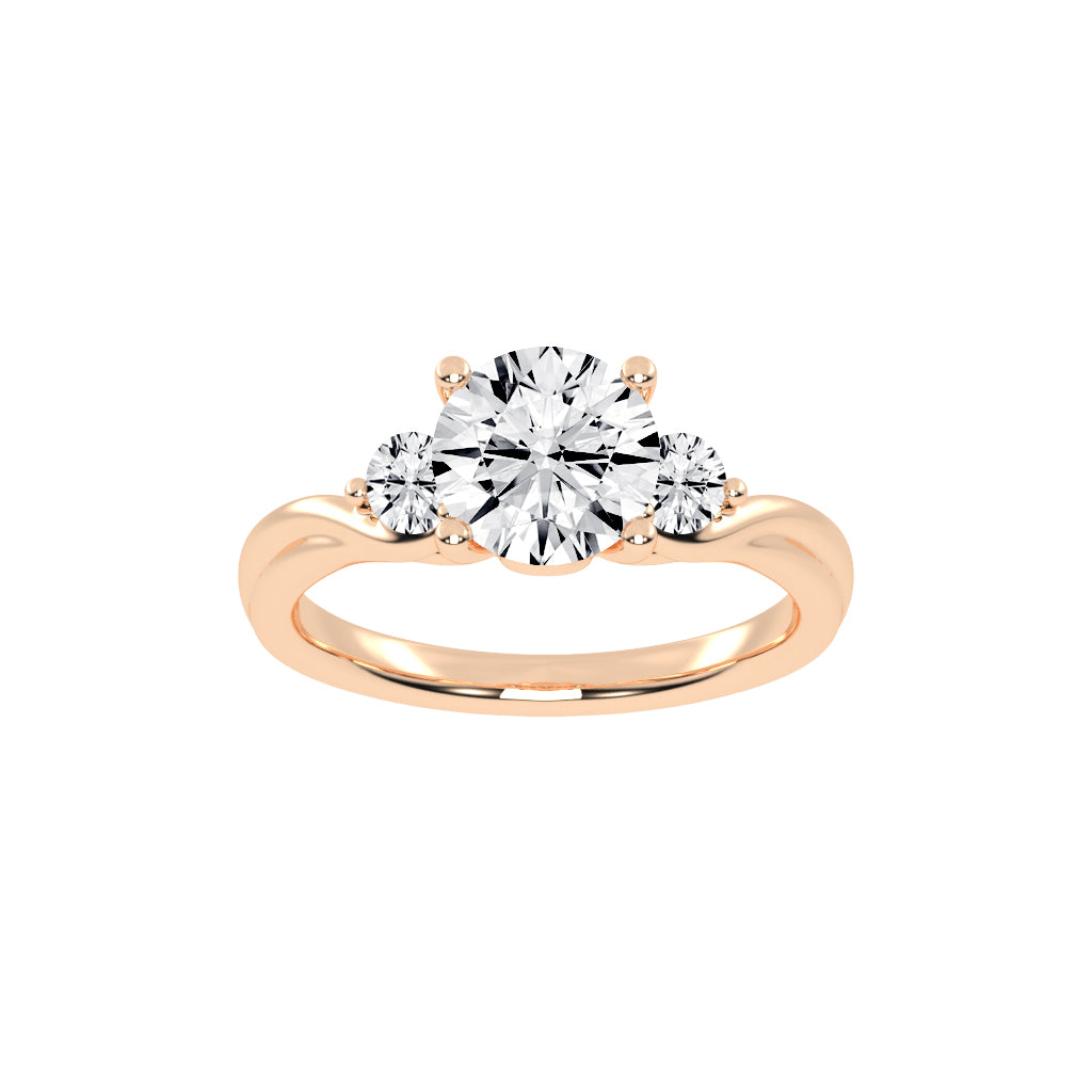 Treviana Four Prong Round Cut Three Stone Lab Diamond Ring
