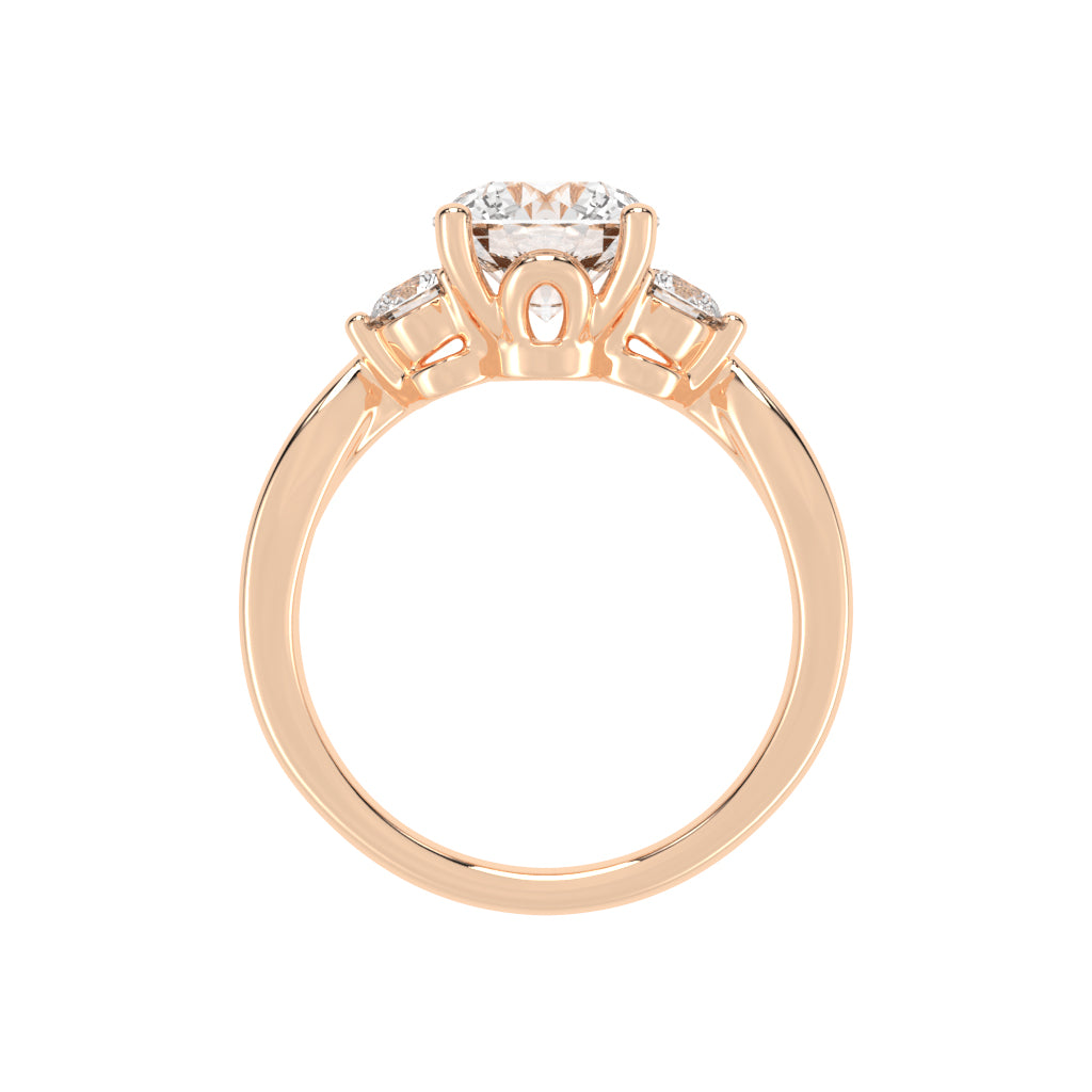 Treviana Four Prong Round Cut Three Stone Lab Diamond Ring