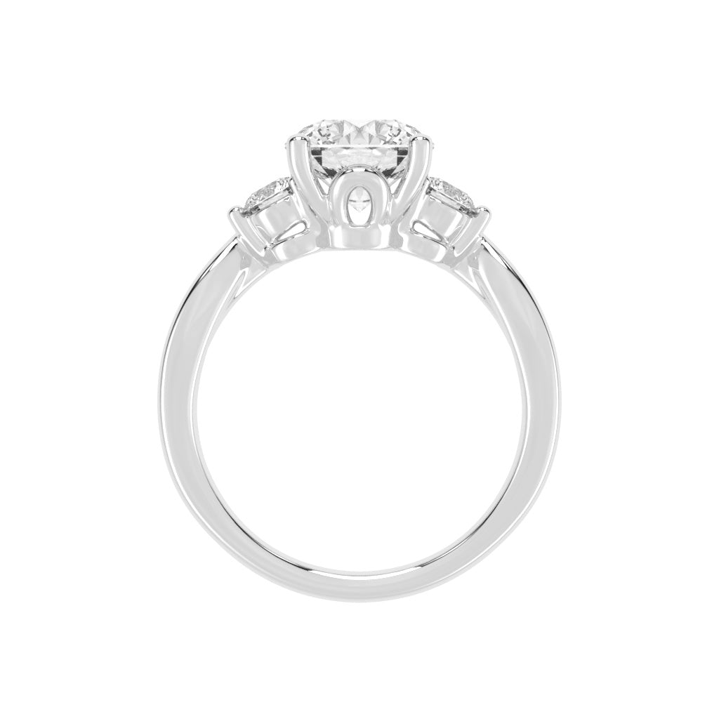 Treviana Four Prong Round Cut Three Stone Lab Diamond Ring