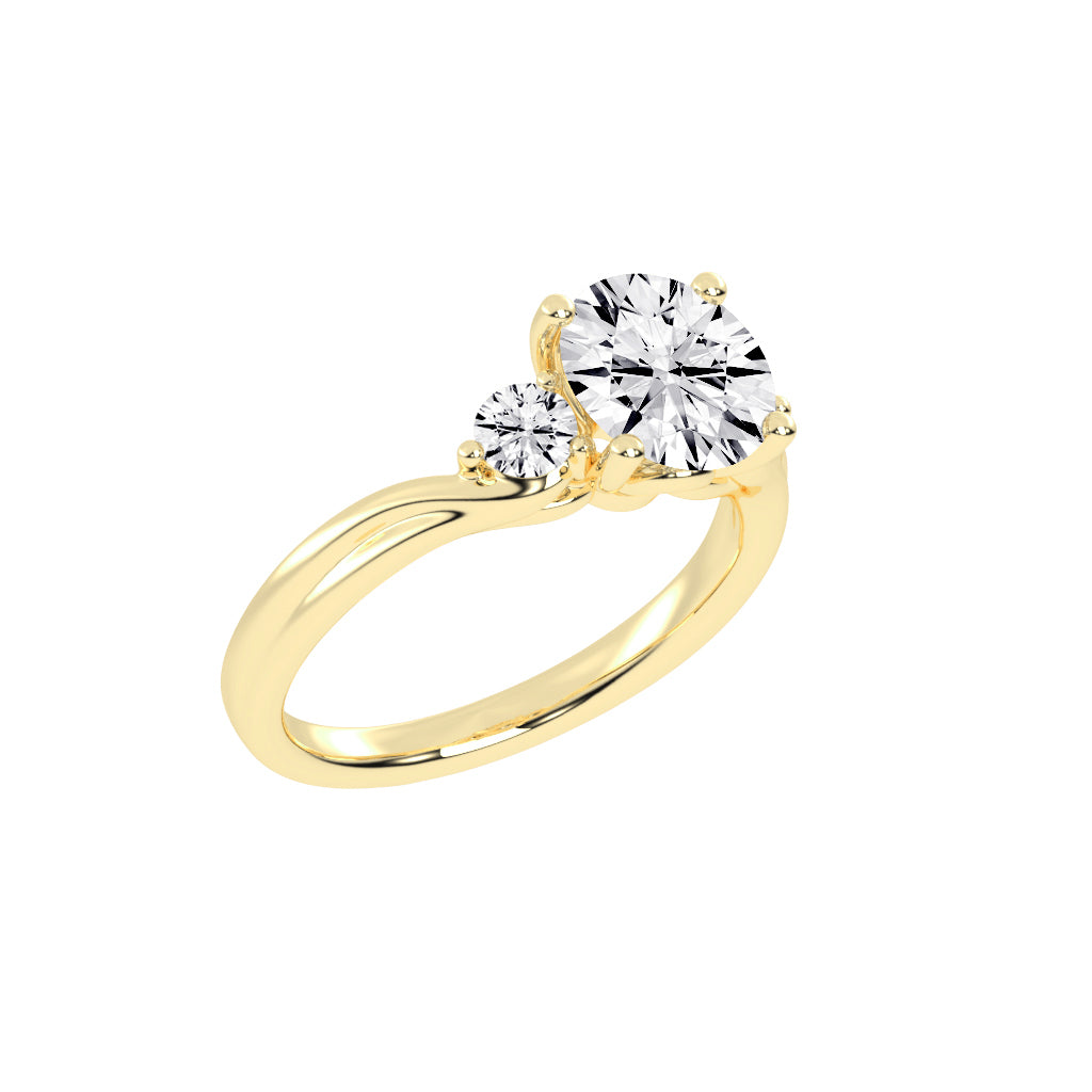 Treviana Four Prong Round Cut Three Stone Lab Diamond Ring