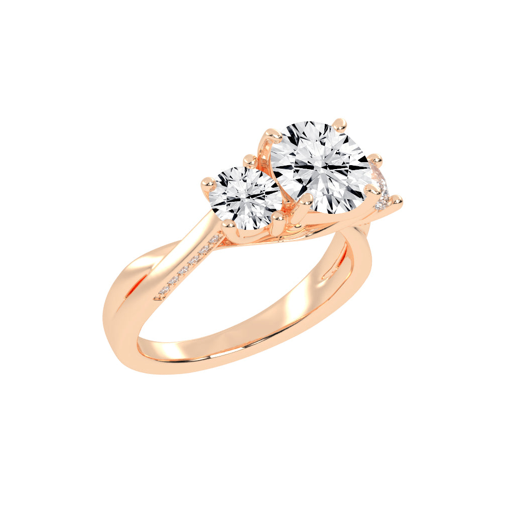 Triariel Round Cut Three Stone Lab Diamond Ring