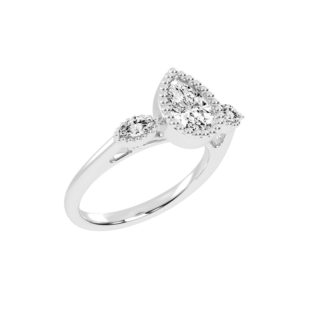 Halicara Pear Cut Halo Lab Diamond Ring